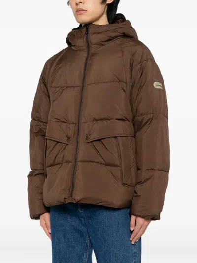 Ps By Paul Smith S By Paul Smith Mens Logo-patch Raglan-sleeve Shell Puffer Jacket Brown In Brown