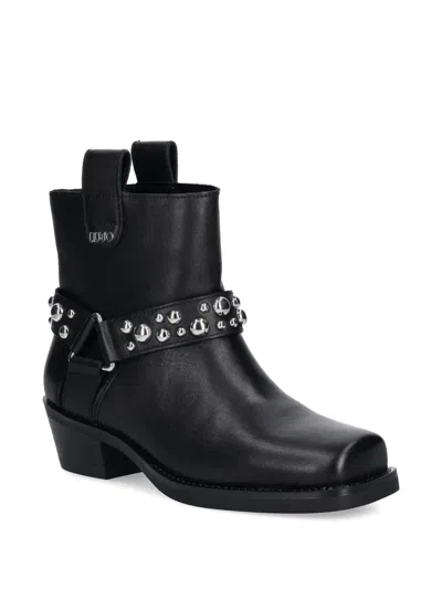 Liu •jo Studded-strap Boots In Black