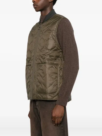Barbour Quilted Zip-up Vest In Brown