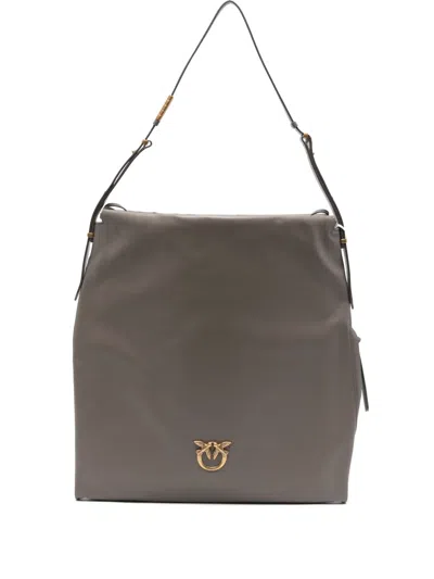 Pinko Logo-plaque Tote Bag In Brown