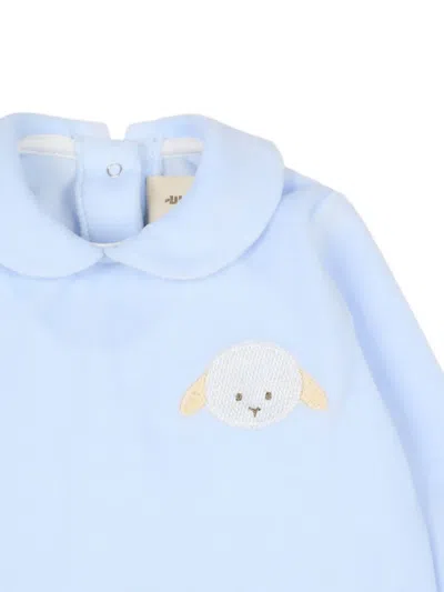 Le Boo Beebè Embroidered-detail Babygrow In Blue