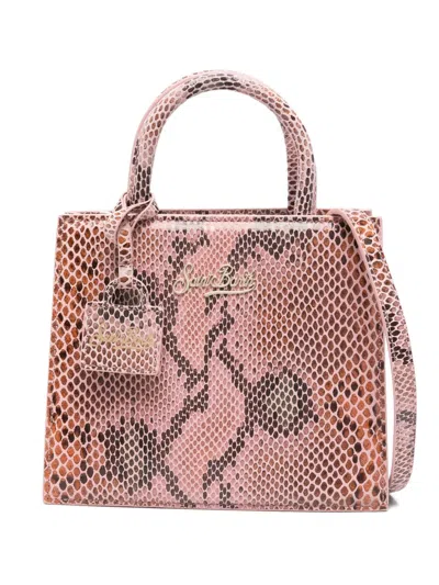 Mc2 Saint Barth Pink Snakeskin-effect Shop Bag Mini In Pink