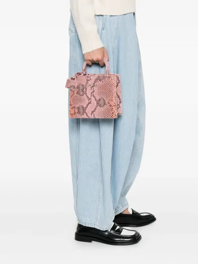 Mc2 Saint Barth Pink Snakeskin-effect Shop Bag Mini In Pink