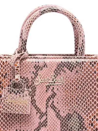 Mc2 Saint Barth Pink Snakeskin-effect Shop Bag Mini In Pink
