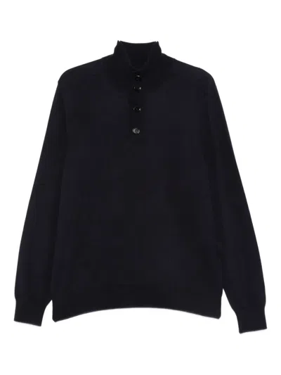 Brioni Mock-neck Sweater In Blue