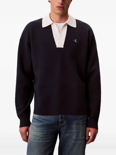 Calvin Klein Jeans Est.1978 Embroidered-logo Sweater In Blue