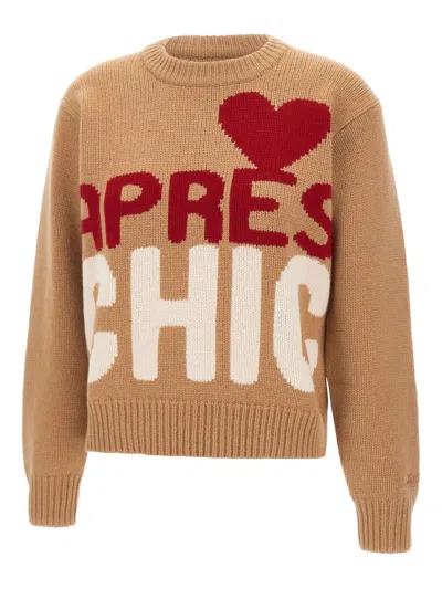 Mc2 Saint Barth Embroidery Crewneck Sweater In Brown