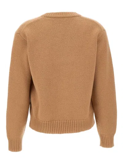 Mc2 Saint Barth Embroidery Crewneck Sweater In Brown