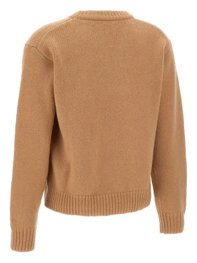 Mc2 Saint Barth Embroidery Crewneck Sweater In Brown