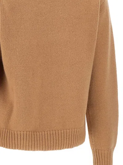 Mc2 Saint Barth Embroidery Crewneck Sweater In Brown
