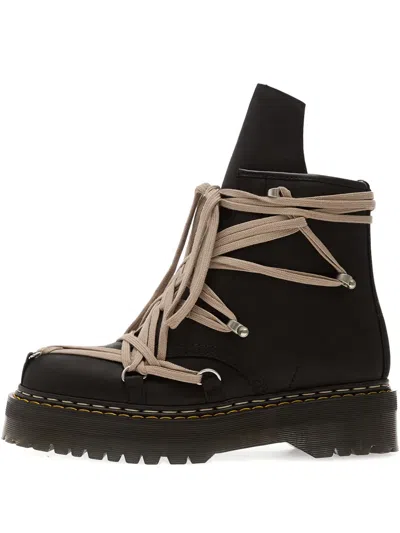 Rick Owens Xdr. Martens Megalace 1460 Leather Boots In Black