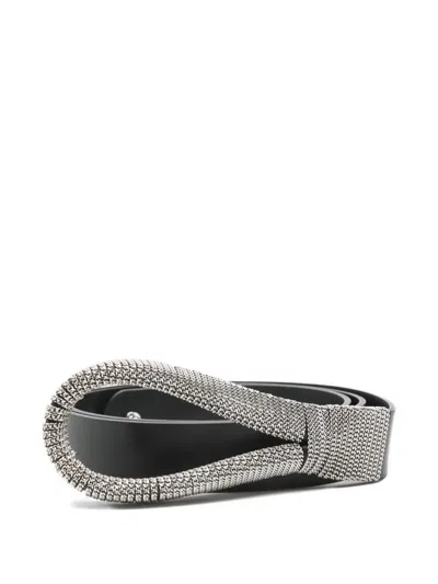 Orciani Chain-embellished Leather Belt In Gray
