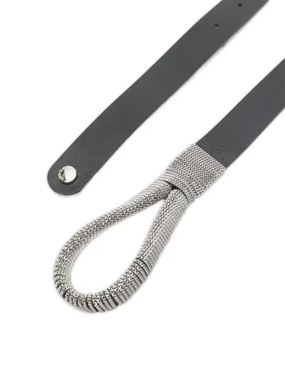 Orciani Chain-embellished Leather Belt In Gray