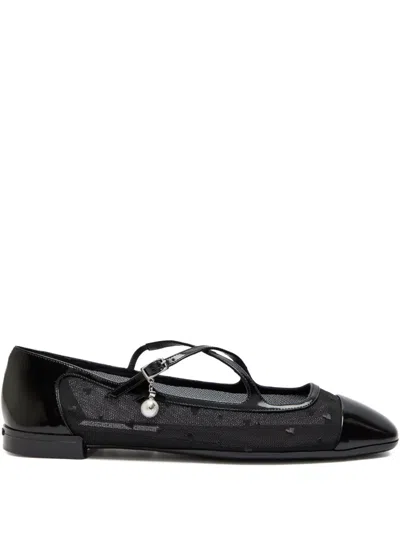 Jimmy Choo Eleri Ballerinas In Soft Spazzolato Leather In Black