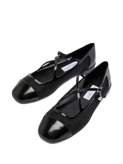 Jimmy Choo Eleri Ballerinas In Soft Spazzolato Leather In Black
