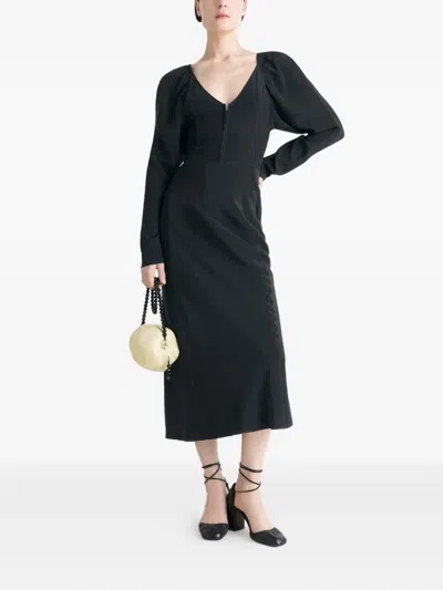 Lemaire Bias-cut Raglan-sleeve Midi Dress In Black