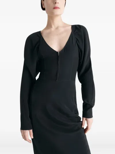 Lemaire Bias-cut Raglan-sleeve Midi Dress In Black