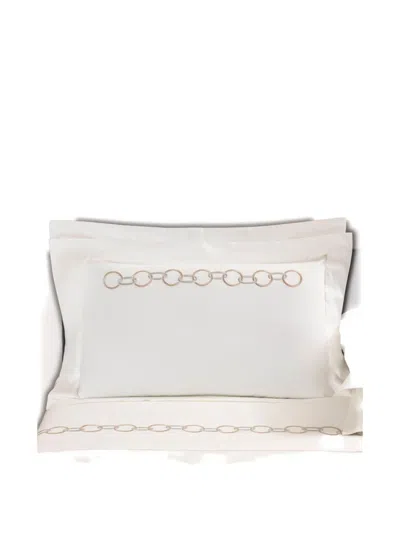 Frette Links Embroidery Duvet Set In White