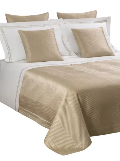 Frette Herringbone Zip Cushion In Brown
