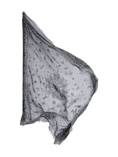 Zadig & Voltaire Nuage Frayed Bandana In Gray