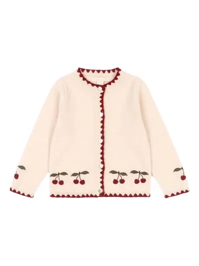 Konges Sløjd Cherry Embroidered Cardigan In Neutral