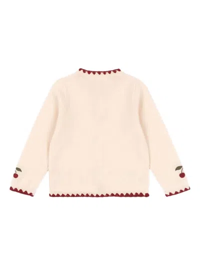 Konges Sløjd Cherry Embroidered Cardigan In Neutral