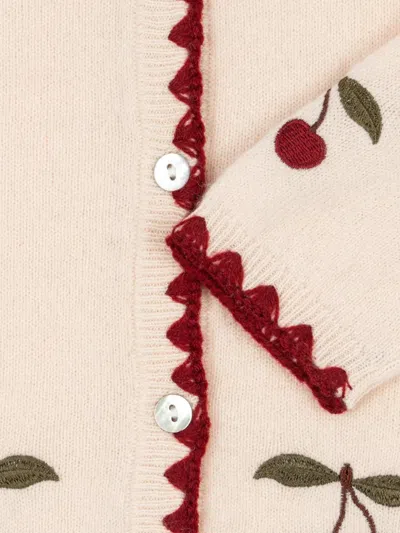 Konges Sløjd Cherry Embroidered Cardigan In Neutral