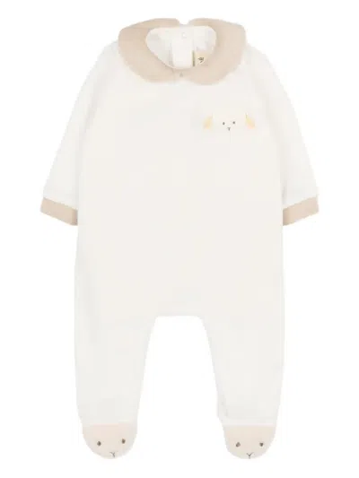 Le Boo Beebè Sheep-embroidered Babygrow In White