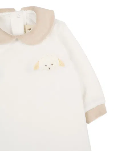 Le Boo Beebè Sheep-embroidered Babygrow In White