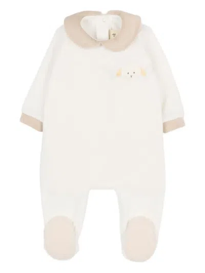 Le Boo Beebè Sheep-embroidered Babygrow In White