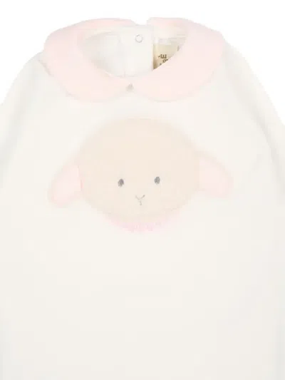 Le Boo Beebè Sheep Embroidered Babygrow In Pink