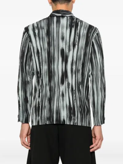 Issey Miyake Striped Blazer In Black