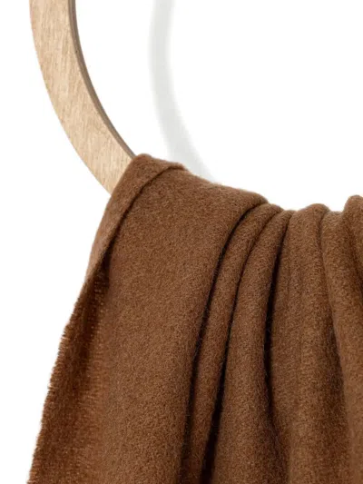 Bally Logo-embroidered Fringed Scarf In Brown