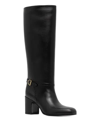 Bally Enilda 75 Leather Knee Boots In Black
