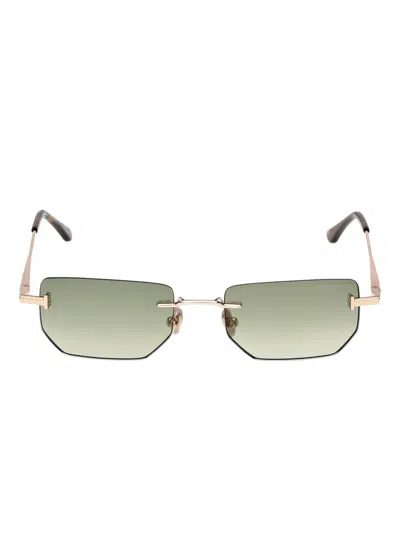 Tom Ford Rimless Rectangle-frame Sunglasses In Green