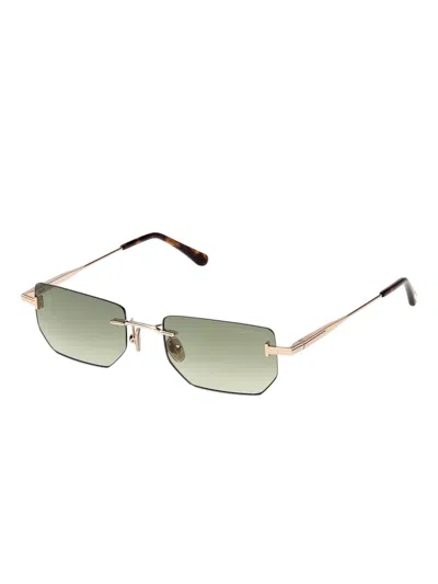 Tom Ford Rimless Rectangle-frame Sunglasses In Green