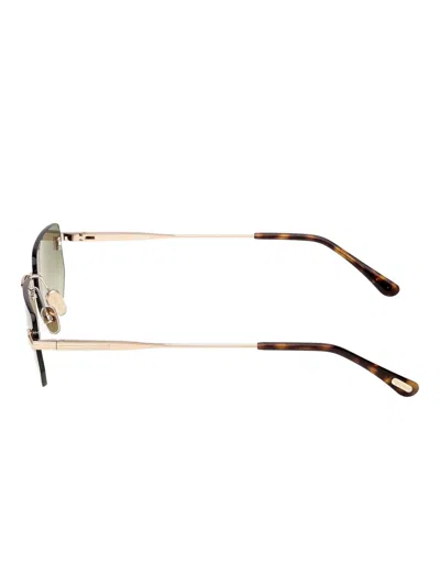 Tom Ford Rimless Rectangle-frame Sunglasses In Green