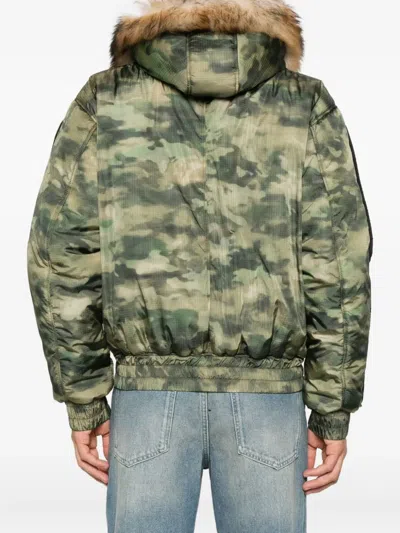 Amiri Faux Fur Hooded Jacket In Green