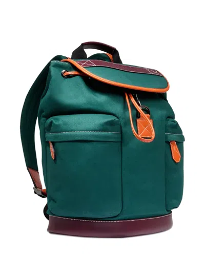 Lancel Escapade Drawstring Leather-trimmed Backpack In Green