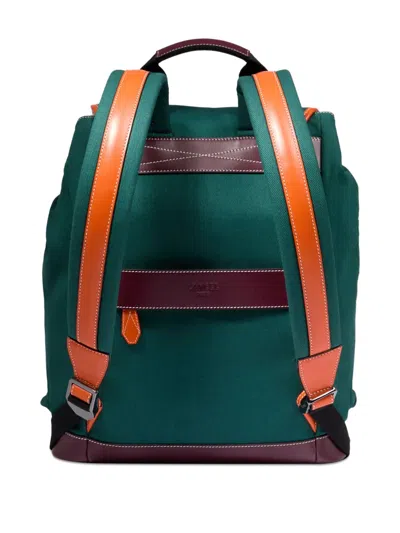 Lancel Escapade Drawstring Leather-trimmed Backpack In Green