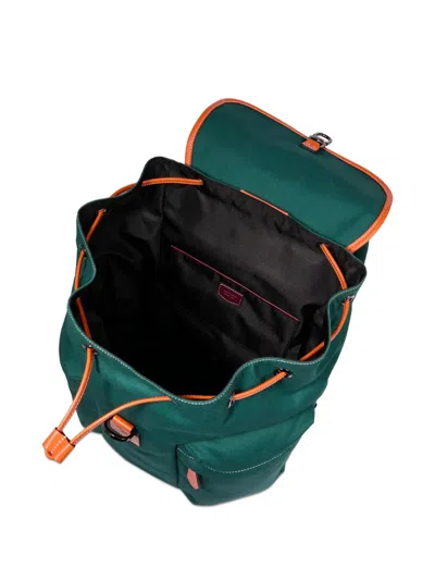 Lancel Escapade Drawstring Leather-trimmed Backpack In Green