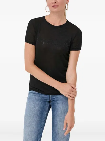 Patrizia Pepe Logo-detail T-shirt In Black