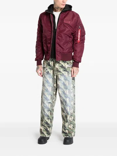 Alpha Industries Ma-1 D-tec Sleeve-embroidery Jacket In Burgundy