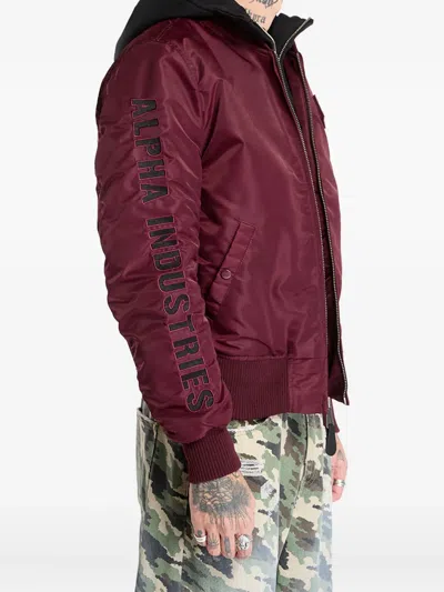 Alpha Industries Ma-1 D-tec Sleeve-embroidery Jacket In Burgundy