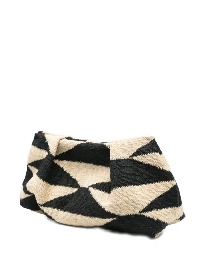 Sensi Studio Small Sisal Geometric Clutch Bag In Multi