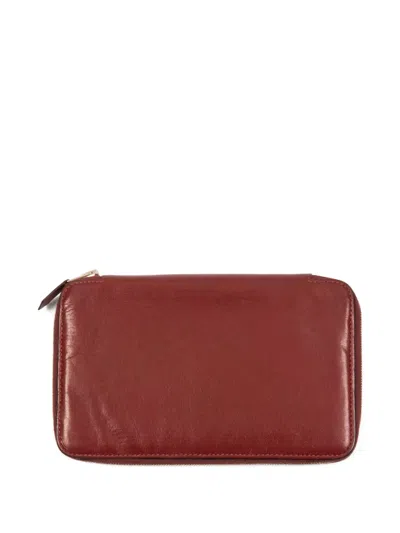 Pre-owned Hermes 2000s Azap Leatherzipped Wallet In Red