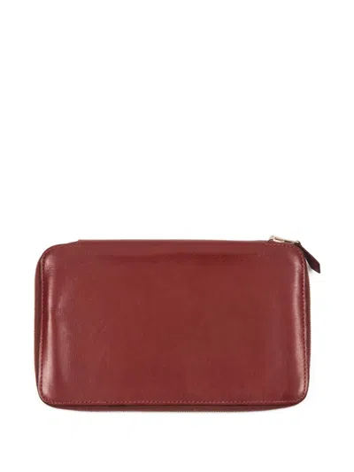 Pre-owned Hermes 2000s Azap Leatherzipped Wallet In Red