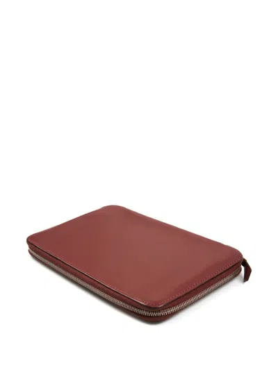 Pre-owned Hermes 2000s Azap Leatherzipped Wallet In Red