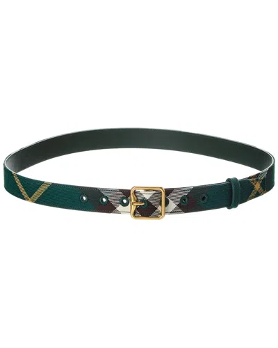 Burberry B Buckle Check Belt In Green