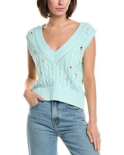 Free People Plumeria Floral Sweater Vest In Blue